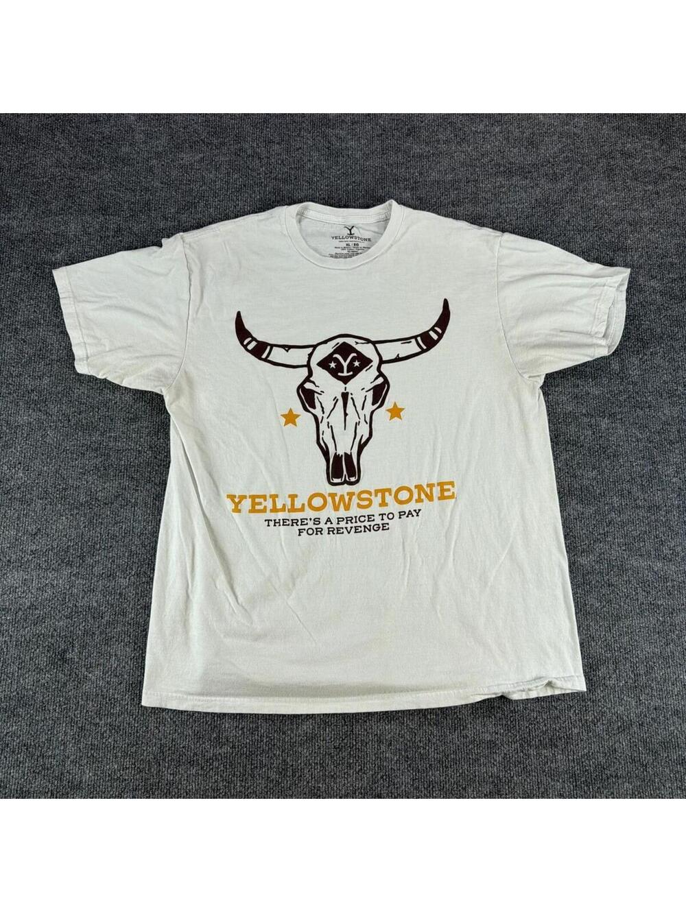 Yellowstone‎ T-Shirt XL White 100% Cotton, Dutton Ranch, TV shirt, Casual